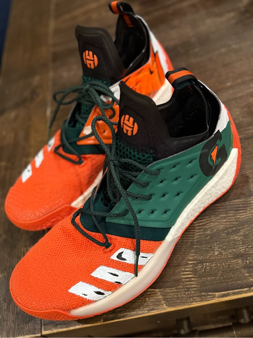 James Harden University Of Miami HURRICANES Size 13 Customized Adidas Sneakers